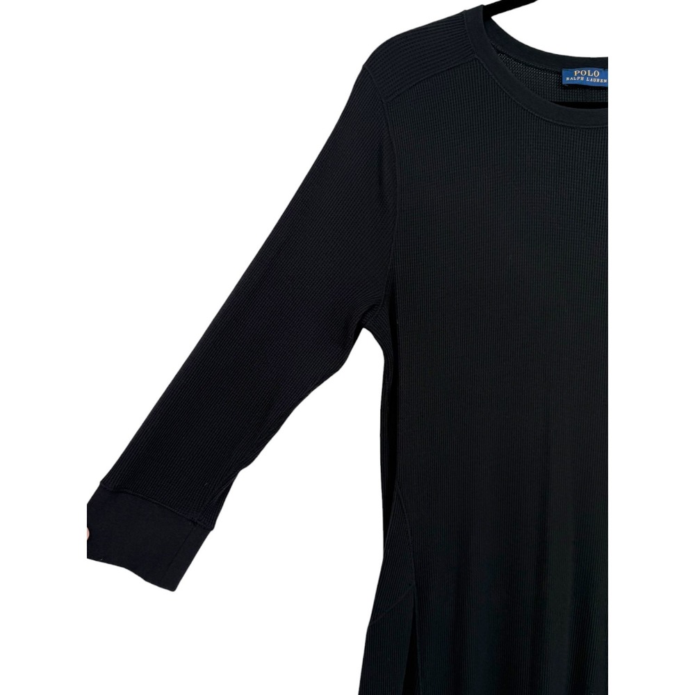 Polo Ralph Lauren Women's Waffle Knit Fit and Flare Midi Dress Black Size XL - Picture 10 of 12